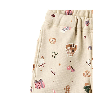 Брюки повседневные Wheat "Baby Cass Offwhite Holiday", новогодние игрушки